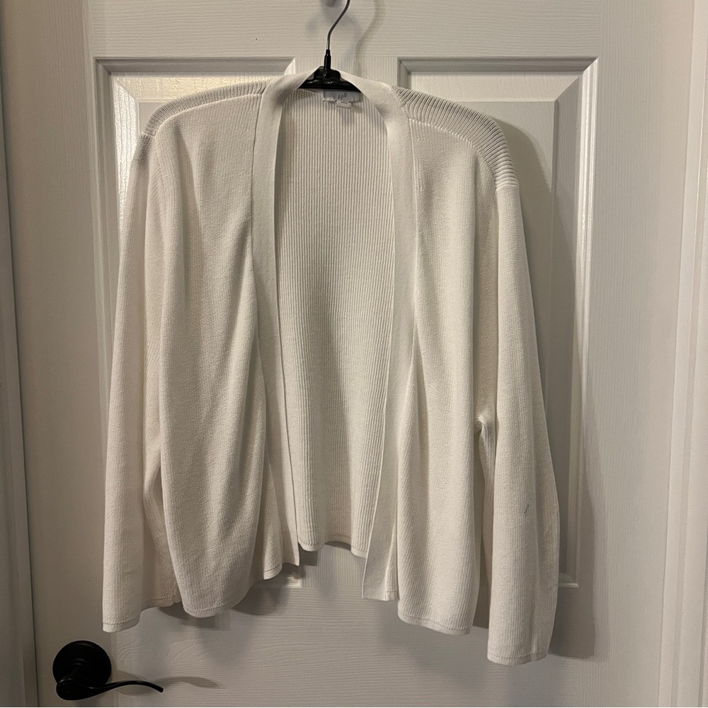 J.Jill White Open Front Cardigan